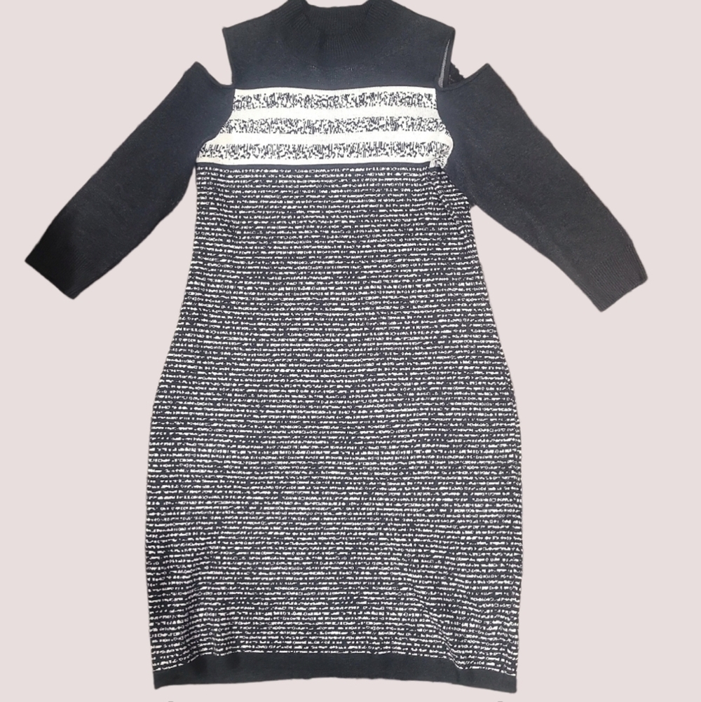 Danny and Nicole Cold Shoulder Dark Gray Sweater Dress Sz XL